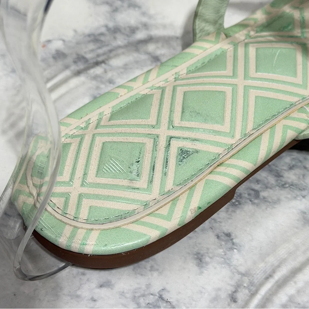 Tory Burch Women's Metal Miller Sandals New Ivory Meadow teal Mist size 8